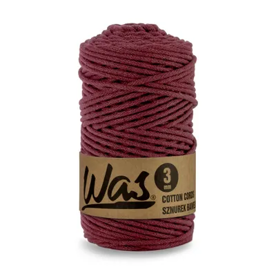Image de Cordon en coton ficelle tressée en coton cordon à âme en polyester pour macramé corde de macramé cordon pour loisirs créatifs 3 mm 100 m Bourgogne