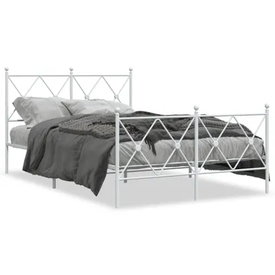 Obrázek produktu pro vidaXL Postel s čelem a nohou kovová bílá 120x190 cm