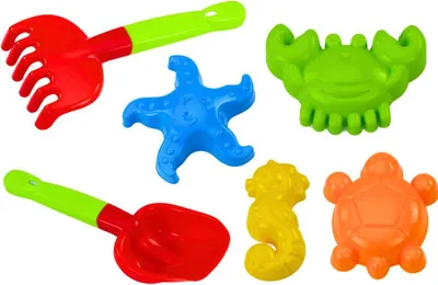 Image de Ensemble de jouets de plage : pelle, râteau, moules, 6 pièces.