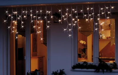 Produktbild von System Profi Eisregenvorhang warmweiß 80 LED außen verlängerbar mit 3m Netzkabel