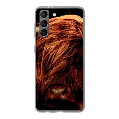 Produktbild von MuchoWow® Handyhülle Schutzhülle Hülle für Samsung Galaxy S21 Schottischer Highlander - Kuh - Hörner - Porträt - Tiere Silikon Softcase Handy Hülle - Softcase