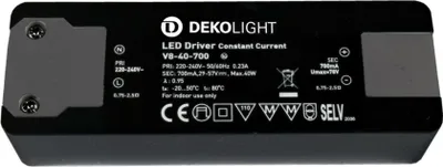 Zdjęcie produktu dla Light Impressions Deko-Light Zasilacz LED BASIC, CC, V8-40-700mA/40W prąd stały 700 mA IP20 29-57V DC 20,30-40,00 W 862199