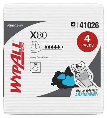Productafbeelding van WypAll X80 8388 Witte, éénlaags reinigingsdoekjes van Hydroknit