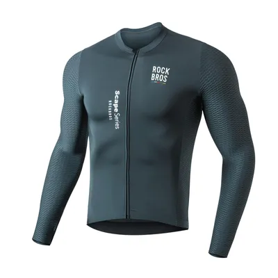 Image de ROCKBROS Road to Sky Maillot de cyclisme homme manches longues Vêtements de cyclisme respirants Gris XXL