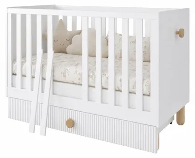 Obrázok produktu pre Detská postieľka LOFT biela 2v1 120x60 cm so zásuvkou a bočnicou
