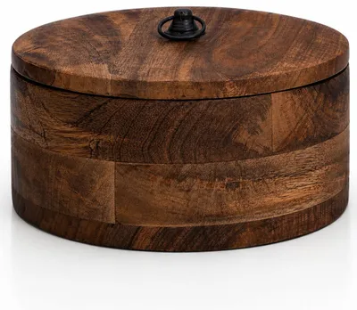 Brotkorb aus Holz, handgefertigt, antik, rund, 23x9 cm