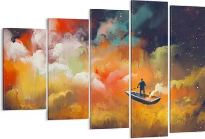Produktbild von Bild auf Leinwand - Leinwandbild - Abstraktion Boot - 150x100cm - Wand Bild - Wanddeko - Leinwanddruck - Bilder - Kunstdruck - Wanddekoration - Leinwand bilder - Wandkunst - EG150x100-3803