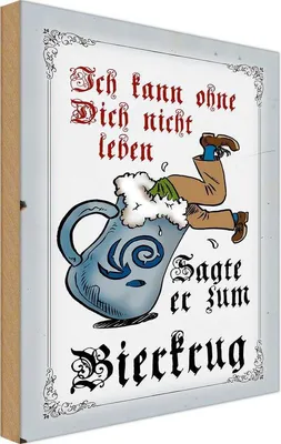 Produktbild von vianmo Holzschild 30x20 cm Bier kann nicht ohne dich nicht leben