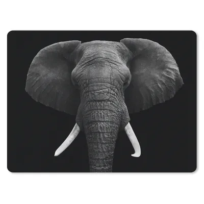 Produktbild von MuchoWow® Mauspad Mousepad Elefant - Wildtiere - Schwarz - Weiß - Porträt 40x30 cm - Mousepads - Maus Mat - Pad - Mausunterlage - Anti Rutsch