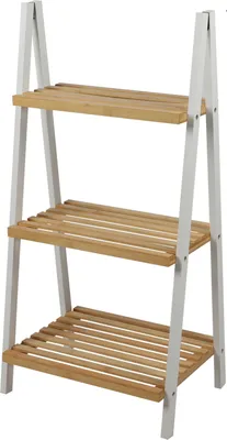 Obrázok produktu pre Regál 3 police, tvar A, 40x30x81,5 cm, biely, bambus