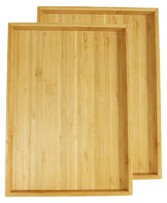 Bambus-Tablett-Set, 2er-Pack, rechteckig, natur, 35x25 cm