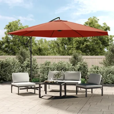 Image de Maison Exclusive - Parasol à pied déporté avec mât en aluminium 350 cm Terracotta