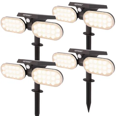 Image de HOFTRONIC - Lot de 4 spots solaires à piquet 2W 3000K 300 lm IP65 Noir PIR