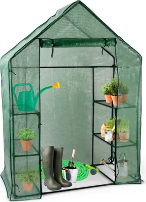 Zdjęcie produktu dla Kinzo Garden Greenhouse Plastikowa szklarnia - 3 poziomy - Metalowa rama - Wodoodporna pokrywa - 143 x 73 x 195 CM - Zielony