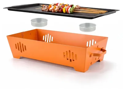 Produktbild von Elzusha - Aluminium-Warmhalteplatte für Grills mit Holzkohleschale - Grillzubehör für Gartenpartys