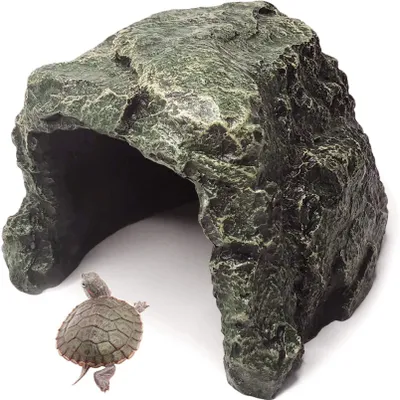 Reptilienversteck Höhle, Schildkrötenfelsen Aquarium Deko, Terrarium Stein