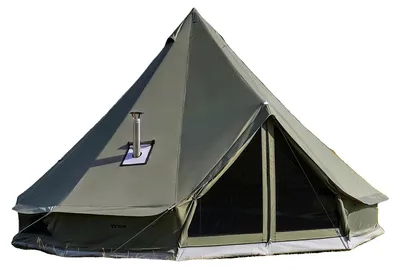 Produktbild von VEVOR Canvas Zelt, 4 Jahreszeiten 5 m/16,4 ft Glockenzelt, Canvas Zelt für Camping mit Ofenanschluss, atmungsaktives Jurtenzelt für bis zu 8 Personen, Familiencamping Outdoor Jagd Party