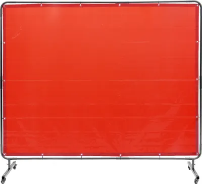 Obrázek produktu pro SucceBuy ochranná svářečská zástěna s rámem, 6' x 8' nehořlavý vinylový závěs, přenosná svářečská ochranná zástěna na 4 otočných kolečkách (2 uzamykatelná) pro dílenské/průmyslové použití, červená barva