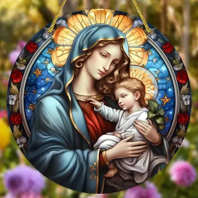 Produktbild von Sonnenfänger Madonna und Jesus - Spirituelle Kunst für Ihr Zuhause KP32246