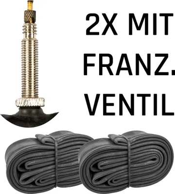 Image de Kujo Chambre à air de vélo 12 - 28 pouces Chambre à air de vélo AV FV Valve automatique Schrader Valve française Sclaverand Chambre à air universelle