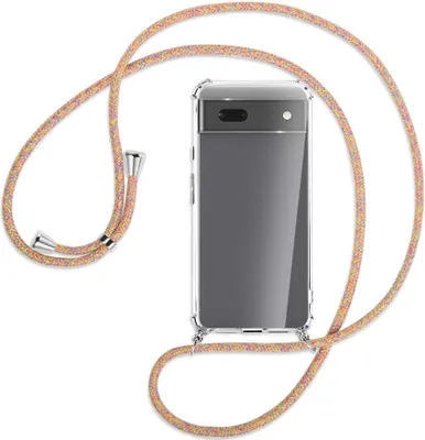 Produktbild von Handykette Backcover-Schutzhülle mit Band (Metall silberfarben) für Google Pixel 6a - Rainbow