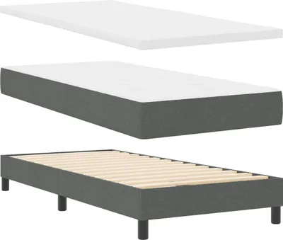 Zdjęcie produktu dla Łóżko Tapicerowane 90x200 Szare z Materacem z Zagłówkiem z Pojemnikiem