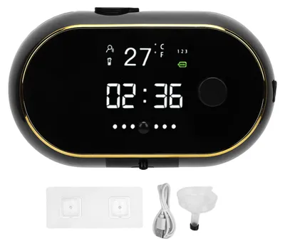 Obrázok produktu pre Automatický dávkovač mydla s penou, na montáž na stenu, s digitálnym displejom, nabíjací, bezdotykový dávkovač mydla na ruky, vhodný do kúpeľne a kuchyne, čierny
