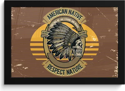 Produktbild von MuchoWow® MuchoWow® Gerahmtes Poster Mannshöhle - Indianerformschnitt - Schädel - Vintage 30x20 cm - Poster mit zchwarzem Bilderrahmen - Kunstdruck - Bild-Poster