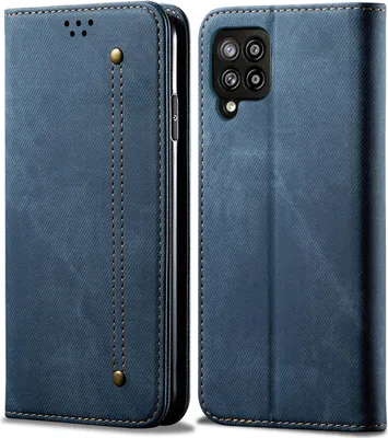 Produktbild von Galaxy A42 5G Hülle, LaimTop Denim Leder Brieftasche Magnetverschluss Flip Bookstyle Schutzhülle mit Standfunktion für Samsung Galaxy A42 5G Blau