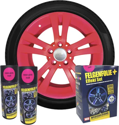 Zdjęcie produktu dla mibenco Zestaw Folia do felg + Efekt 2×400 ml Neon Pink - Guma w sprayu