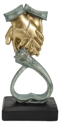 Goldene Handskulptur, Paar-Statue, 22,8 cm, Hochzeitsgeschenk