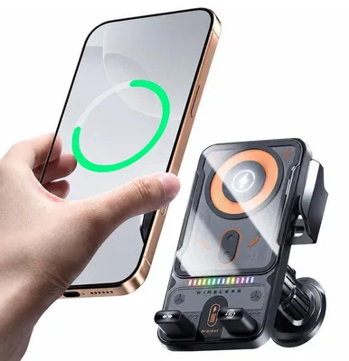 Produktbild von 15W Kabellose Autohalterung, Qi Induktive Ladestation, Luftauslass, automatische Klemme – Handyhalterung Auto & Ladegerät für iPhone & Samsung