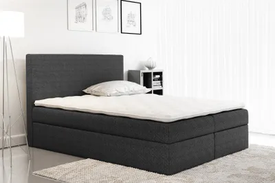 Produktbild von Boxspringbett Schlafzimmerbett KELIS Webstoff Schwarz 140x200cm