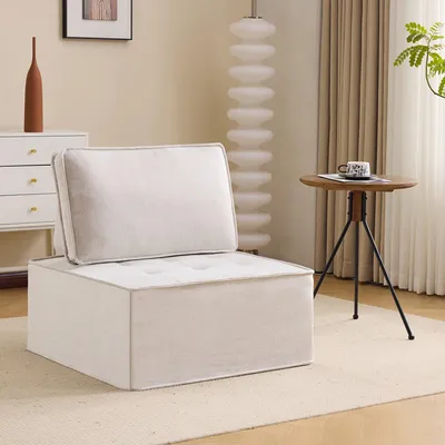Immagine prodotto di Poltrona singola confortevole con rivestimento in cotone e lino, ideale per il soggiorno e la camera da letto