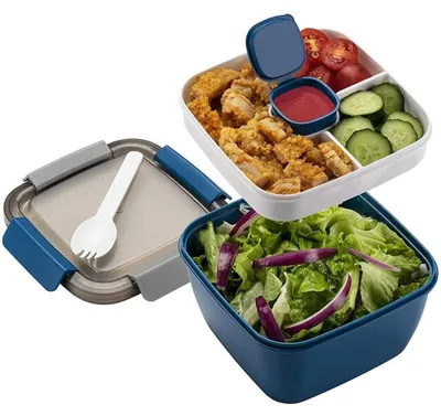 Produktbild von Bento-Box Lunchbox Brotdose - Mit Fächern - 1200 ml - Blau - Für Schule und Büro
