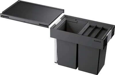 Zdjęcie produktu dla System segregacji odpadów BLANCO FLEXON II 30/2 wysuwany z przodu / plastik / antracyt / 2 x 8 litrów