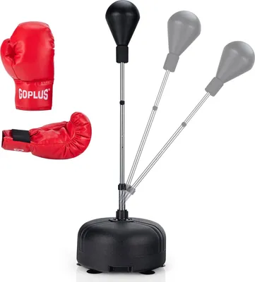 Immagine prodotto di Palla da boxe regolabile in altezza con supporto - Nera, include guanti