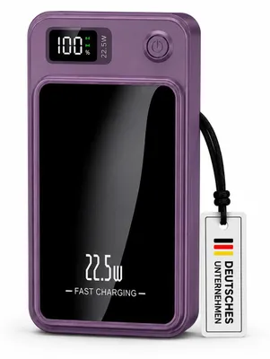 Produktbild von Magnetische Powerbank 10000mAh Mini PD 22.5W Schnellladen mit LED Display Wireless Power Bank – Lila / 5000 mAh