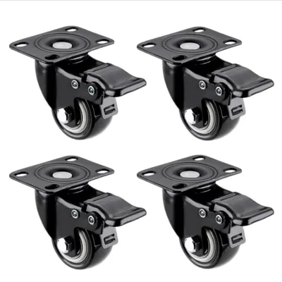 Image de Roulettes pour meubles avec frein, lot de 4, pivotantes à 360 degrés, en PVC, pour meubles