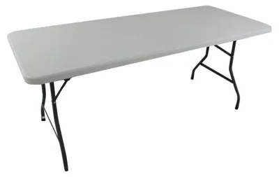 Zdjęcie produktu dla Stół ze stali i tworzywa sztucznego ze składanymi nogami, 180 x 75 x 74 cm (wysokość)