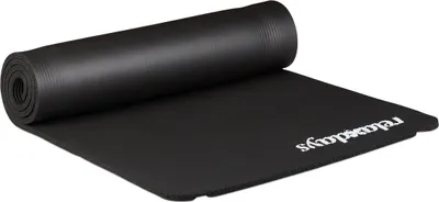 Produktbild von Relaxdays Yogamatte, 1 cm dick, für Pilates, Fitness, gelenkschonend, mit Tragegurt, Gymnastikmatte 60 x 180 cm, schwarz