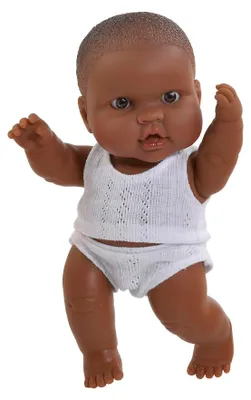 Produktbild von Paola Reina Babypuppe dunkelhäutiges Mädchen rosa Unterwäsche 21cm Puppe