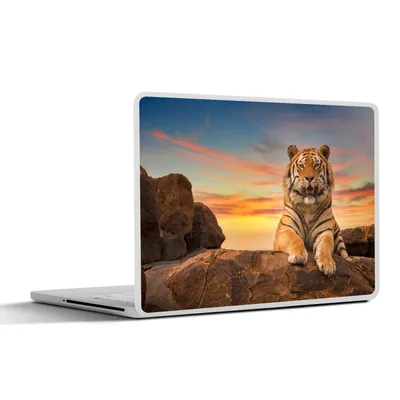 Produktbild von MuchoWow® Laptop Aufkleber Sticker Cover Tiger - Sonne - Felsen 30x22 cm - Laptop-Sticker