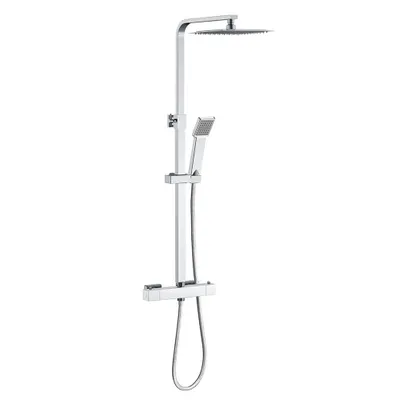 Produktbild von Duschsystem mit Thermostat 38℃ Duscharmatur Chrom Regendusche Duschset Dusche inkl. Regal verstellbarer Edelstahl Duschstange Duschset