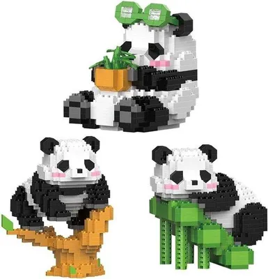 Obrázok produktu pre Stavebnicové kocky Panda, sada 3 ks, lepenie, stavanie, hračka