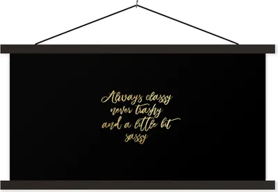 Produktbild von MuchoWow® Textilposter Zitate - Gold - Schwarz 90x45 cm mit schwarzem Rahmen - Klemmleisten