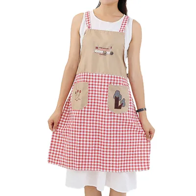Produktbild von Küchenschürze mit Tasche Baumwolle und Leinen Schürze für Damen Männer,(Rot)