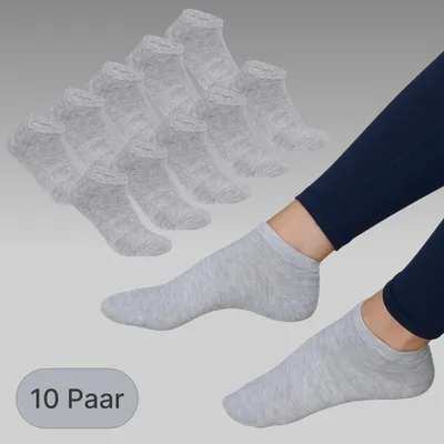 Produktbild von Sneakersocken Baumwolle ohne Naht Uni Knöchelsocken Kurzsocken Herren Damen Grau 10 Paar 43 - 46