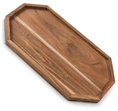 Productafbeelding van com-four® Serveertablet van mangohout - achthoekig houten plateau, 40 x 25 cm, AI-gegenereerde afbeelding