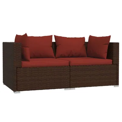 Produktbild von vidaXL 2-Sitzer-Sofa mit Kissen Braun Poly Rattan